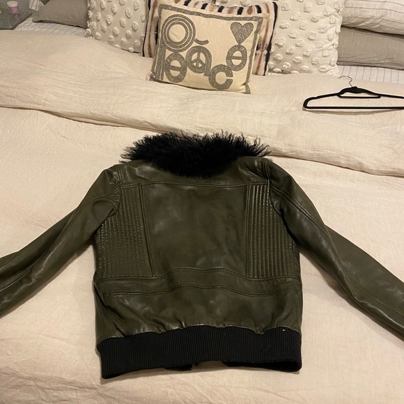 BLK denim olive green leather jacket - Picture 4 of 4